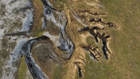 aerial view of spectacular earth formations in Dobrogea, Romania