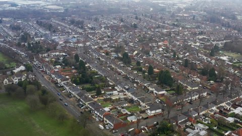 Cloudy overcast aerial view of Sandwell Birmingham UK