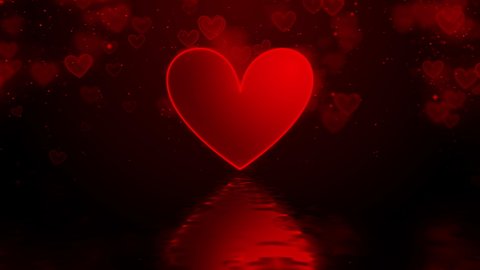 Valentine's day abstract background, Flowing red hearts shaped and particles for Valentine's Day, Wedding anniversary background concept