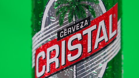 Toronto, Canada - January 2, 2022: Label of Cuban beer of the brand 'Cristal'