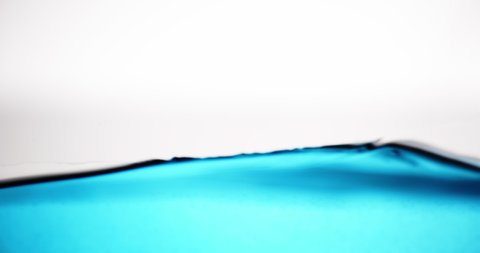 Close Up Lockdown Shot Of Blue Water Surface In Motion Against White Background