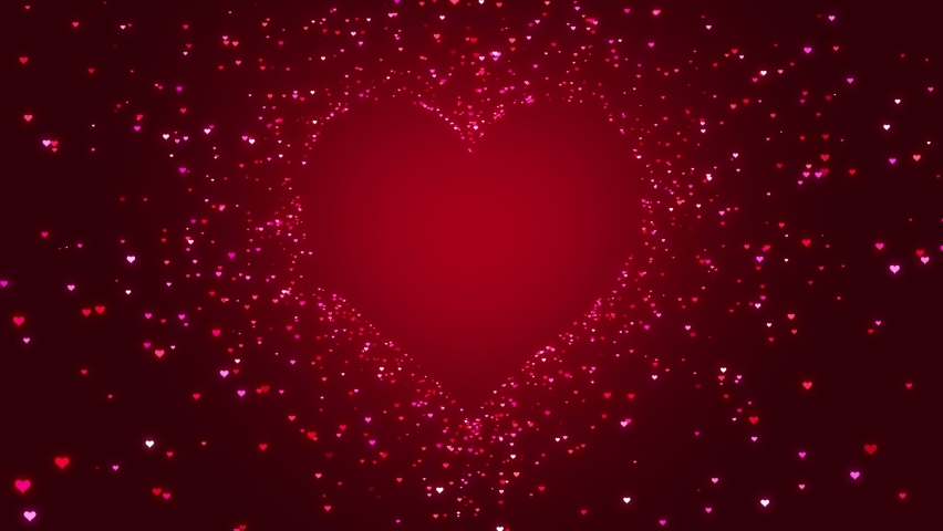 Valentines day and love animation,shiny and glitter hearts,glowing particles,valentine and marriage concept,dark red gradient background  | Shutterstock HD Video #1084875832