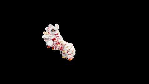 Lion Dancing, Chinese New Year, dragon, happy new year, 3d rendering, Animation Loop composition 3d mapping cartoon, Included in the end of the clip with Alpha matte.