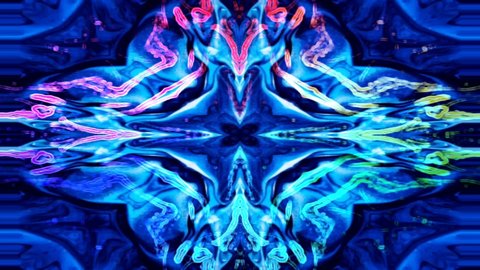 Colorful kaleidoscope blue fractal abstract pattern motion background. Beautiful unique fractal abstract kaleidoscope animation. 4k resolution
