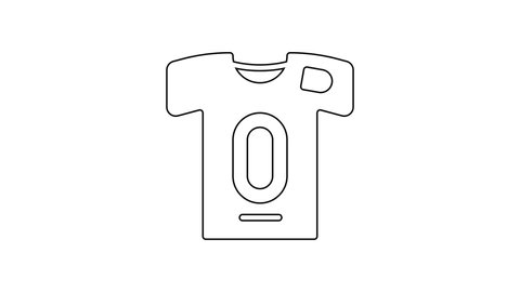 Black line Football jersey and t-shirt icon isolated on white background. 4K Video motion graphic animation.