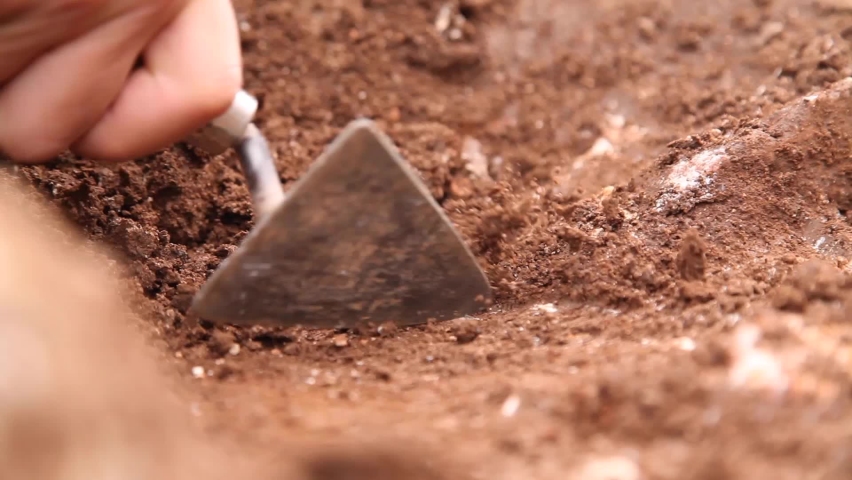 Archaeologist using a trowel on an historical site Royalty-Free Stock Footage #1084896478