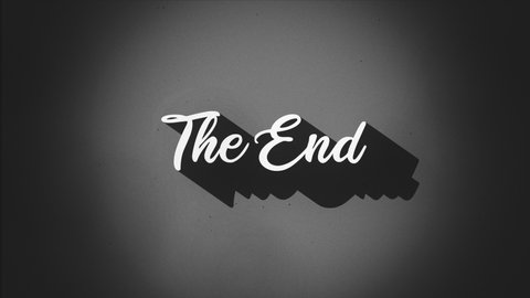 The end screen, vintage retro movie outro, computer generated