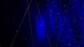 Futuristic geometric abstract dark blue motion background with golden dots and lines. Seamless looping. Video animation Ultra HD 4K 3840x2160