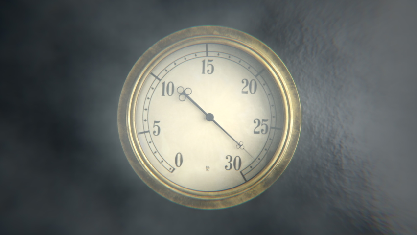 Vintage manometer or thermometer gauge under high steam pressure or temperature. Realistic 3d animation Royalty-Free Stock Footage #1084902169