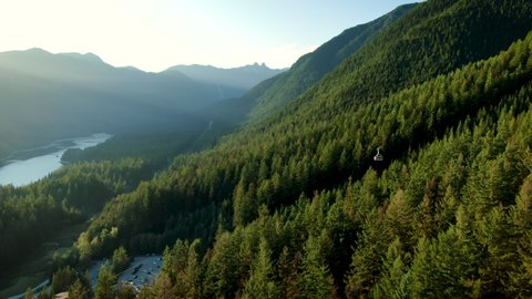 Aerial View of Vancouver's Grouse Mountain Gondola in Beautiful Mountainous Setting
