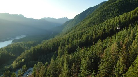 Aerial View of Vancouver's Grouse Mountain Gondola in Beautiful Mountainous Setting