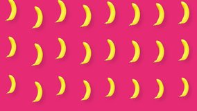 Colorful pattern of banana on pink background. Top view. Minimal tropical fruit summer concept. Seamless pattern with banana. 4K video motion - Powered by Shutterstock - Get 15% off with code: PIKWIZARD15