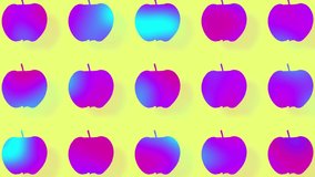 Apples pattern in vibrant gradient holographic neon colors. Concept art. Minimal surrealism background. Seamless pattern with apple. Realistic animation. 4K video motion - Powered by Shutterstock - Get 15% off with code: PIKWIZARD15