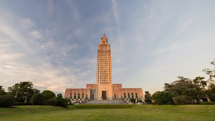 Sunset to night timelapse of the Louisiana State Capitol at Louisiana | Shutterstock HD Video #1084907755