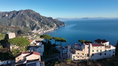 Ravello, tourist destination on the Amalfi Coast, Italy.
Aerial view of the famous tourist resort of the Amalfi coast.