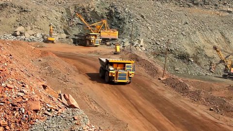 Equipment Extraction Iron Ore Open Pit Stock Footage Video (100% ...