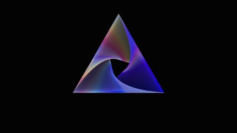 Rainbow abstract multicolor triangle on a black background. A holographic geometric shape that changes color when rotated. looped.