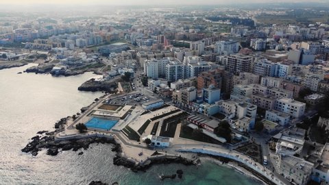 Aerial view over the city of Monopoli at the Italan east coast - travel photography