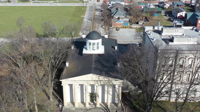 4K Aerial of Old Capitol Frankfort Kentucky