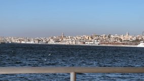 Istanbul peninsula panoramic views from the sea 4K video shooting wonderful natural background image tourism travel sightseeing vacation Istanbul Turkey buying.