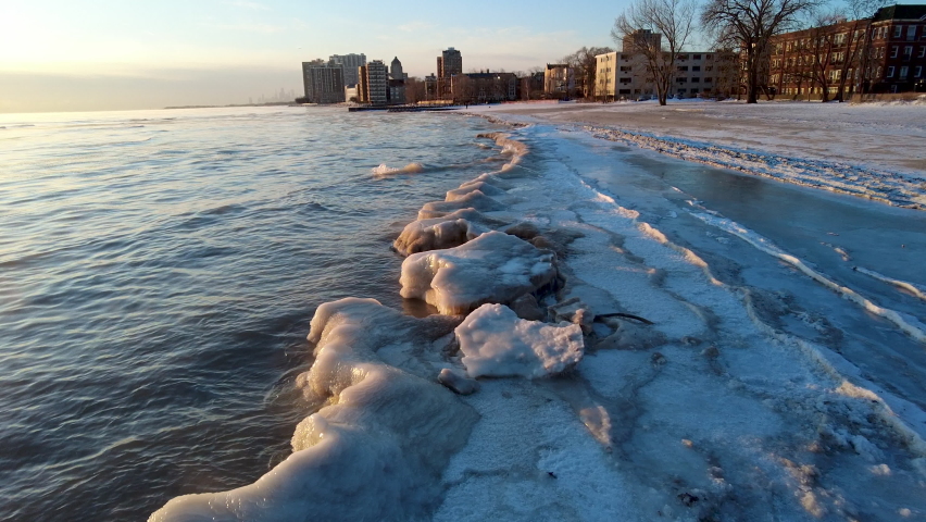 Ice bank forming on Chicago
