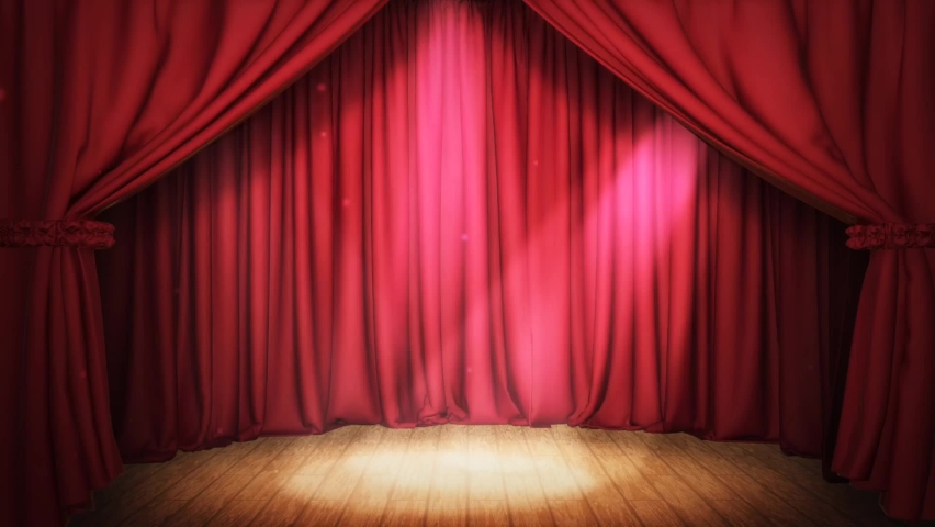 empty theater stage red velvet curtains Stock Footage Video (100% ...