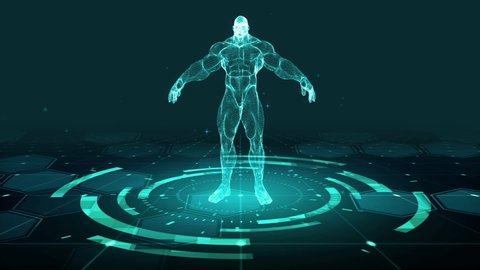 HUD The futuristic 3D sci-fi Giant man