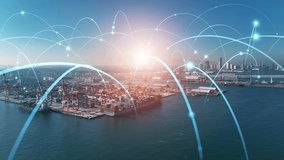 Port and communication network concept. Shipping industry. - Powered by Shutterstock - Get 15% off with code: PIKWIZARD15