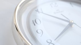 White clock face ticking. Close-up shooting stock footage. soft focus. slow motion video