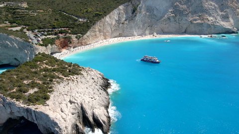 aerial view of porto katsiki beach greece vacation lefkada island