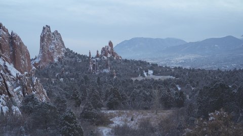 Colorado Springs, CO, USA - Garden of The Gods Covered with Snow Ice after Winter Storm