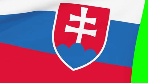 Slovakian waving flag transition 4k and 1080 HD seamless loop animation. 3d animation over green screen chroma key  for video transition. Realistic Flag of Slovakia. Flag 3d rendering for video