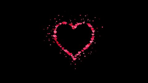 heart frame valentines day and love animation,shiny and glitter hearts,glowing particles,valentine and marriage concept,dark red gradient background 