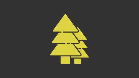 Yellow Tree icon isolated on grey background. Forest symbol. 4K Video motion graphic animation.