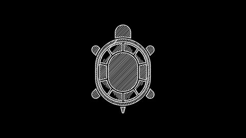 White line Turtle icon isolated on black background. 4K Video motion graphic animation .