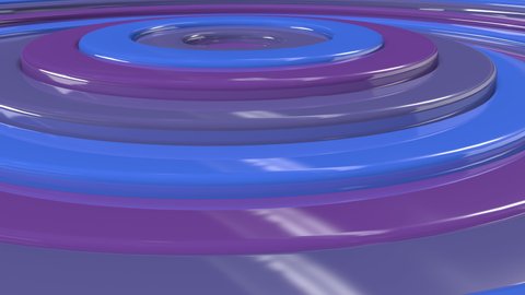 Animated Metal Plastic Rings - 4K Seamless Loop - Pantone 2022 Color of the Year Very Peri with purple and blue - synth wave retro wave futuristic style background - 3D rendering