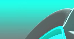 looped footage. Abstract aquamarine, cyan background with dynamic aquamarine 3d lines. 3D animation of blue lines. Modern video background, animated, screensaver, copy space.