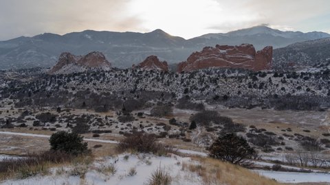 Colorado Springs, CO, USA - TIME LAPSE Garden of The Gods Covered with Snow Ice after Winter Storm
