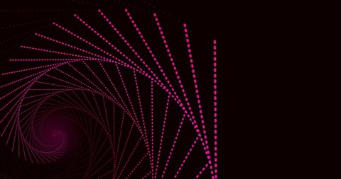 Spiral particle neon graphic modern bright. Minimal thin particle fluorescent spiral in rotation. Funky holographic backdrop in retrowave style. Shiny fibonacci swirl in purple neon colors.