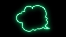 Glowing Neon Light Speech bubble Animation. Modern Text Template. Cloud shape speech bubble in Led Light Style. Isolated on Black Background.  - Powered by Shutterstock - Get 15% off with code: PIKWIZARD15
