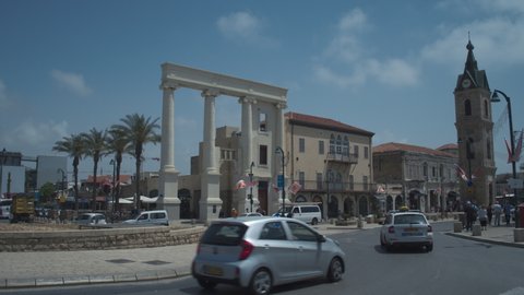01.05.2020, Old Jaffa,Israel. Circular motion on the clock square in Jaffa
