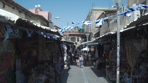 01.05.2020, Old Jaffa,Israel. tourists walk through the flea market in old Jaffa