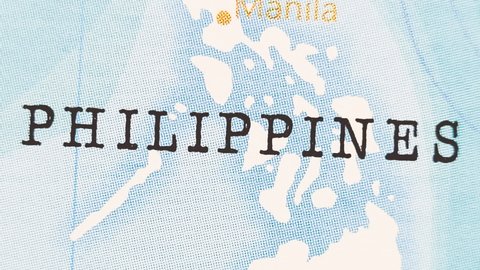 Philippines in the Realistic World Map that becomes clear from a blurry state.