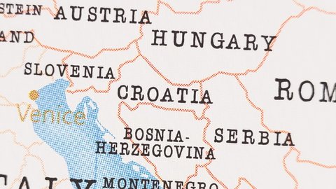 Croatia in the Realistic World Map that becomes clear from a blurry state.