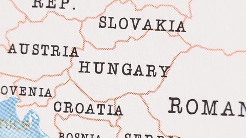 Hungary in the Realistic World Map that becomes clear from a blurry state.