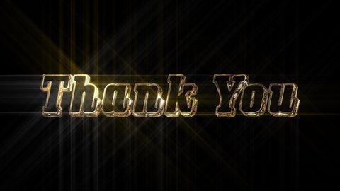 Thank you background. Gold Thank You Text Alpha Channel. Thank You animated, suitable for celebration, wishes, events, message, holiday, festival. Thank You text animation, handwritten in gold color. 