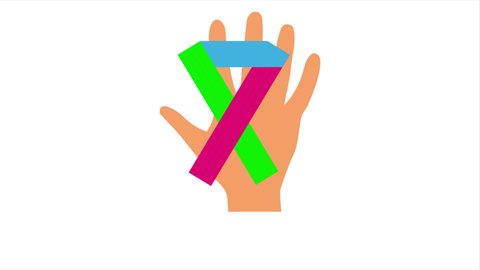 Rare disease day hand with ribbon, art video illustration.