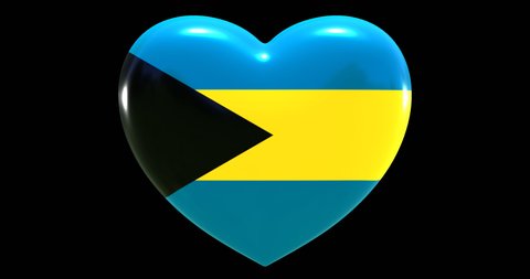 Flag of the Bahamas on turning Heart 3D Loop Animation with Alpha Channel 4K UHD 60FPS