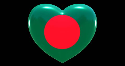 Flag of Bangladesh on turning Heart 3D Loop Animation with Alpha Channel 4K UHD 60FPS