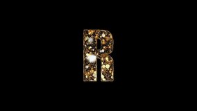  Letter R. Text R.  Alphabet R letter symbol. Gold letters. Font style. Alphabet Letter R Concept with fill gold color. 